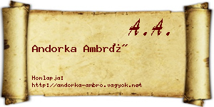 Andorka Ambró névjegykártya